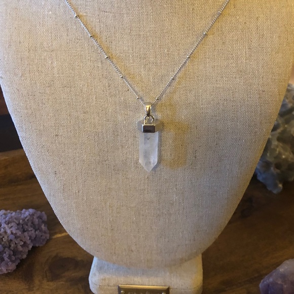 Authentic Clear Quartz Pendant with Dainty Chain - Picture 3 of 6